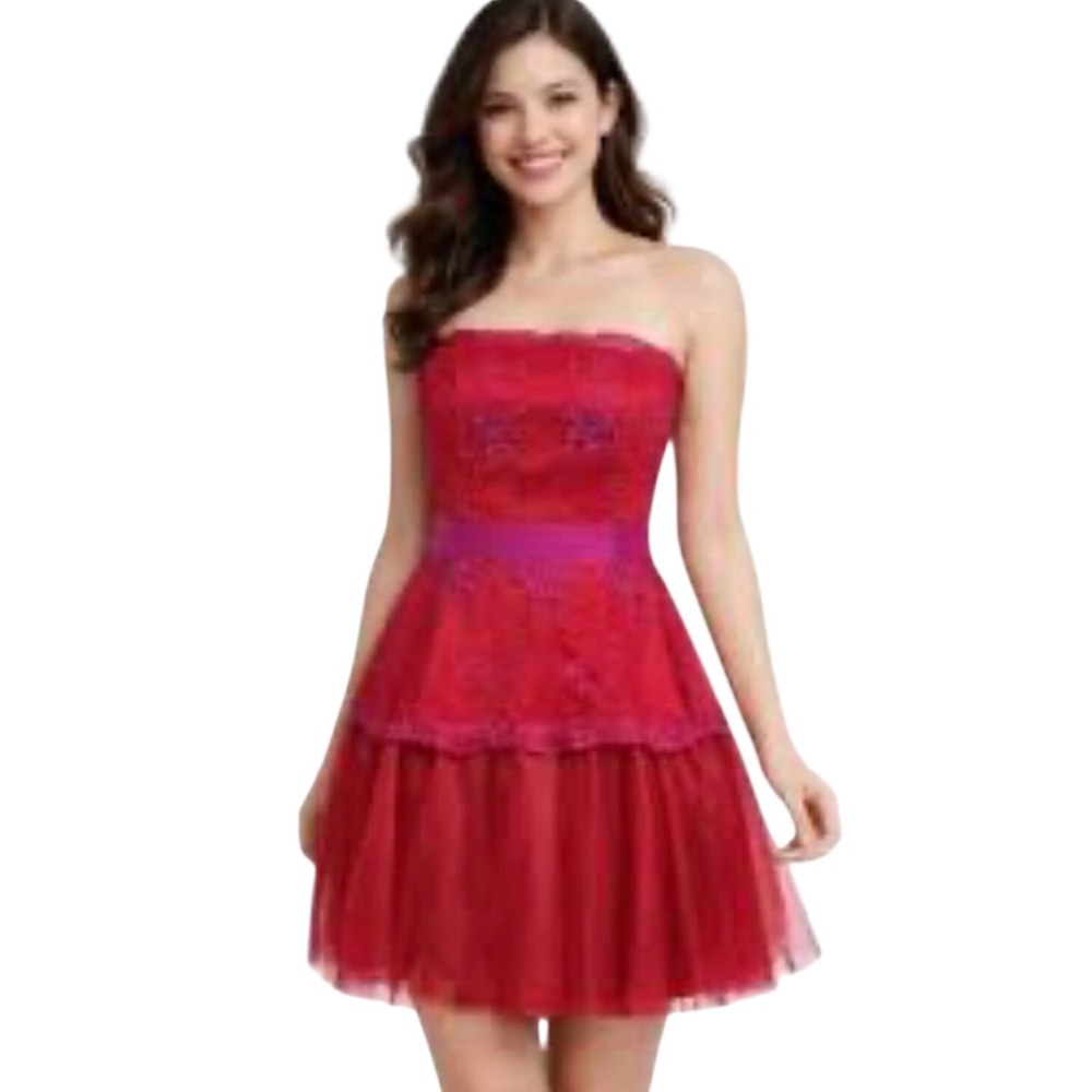 Pearl Georgina Chapman for Marchesa Strapless Embroidered Tulle Party Dress 10
